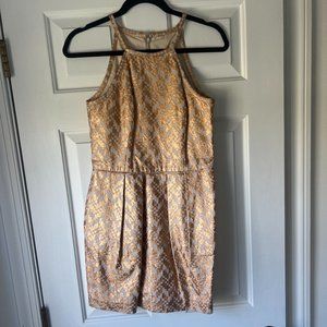 cream and gold foil dress